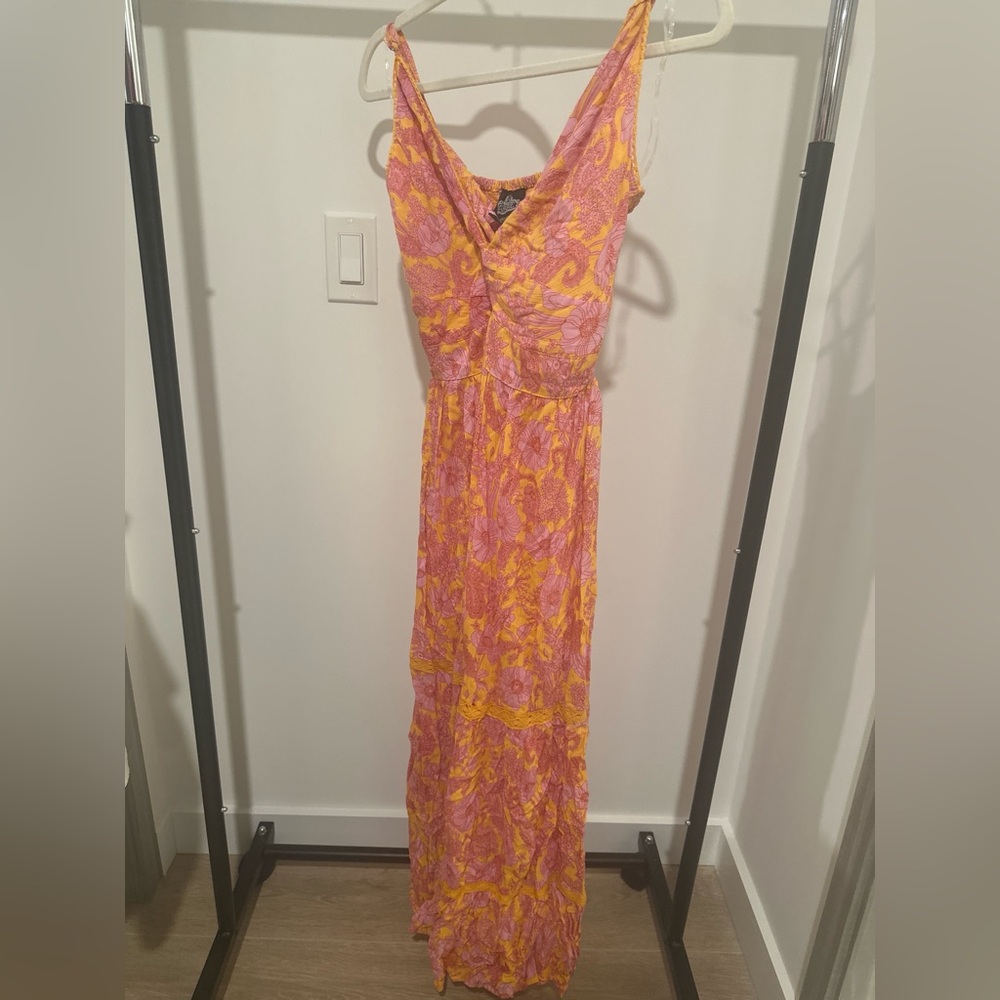 Floral Yellow and Pink Maxi Dress